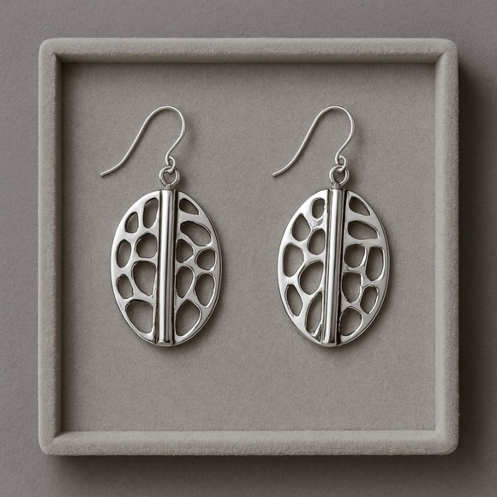 Premier Designs DEL MONTE Silvertone Earrings Frnch Hooks NWT #481